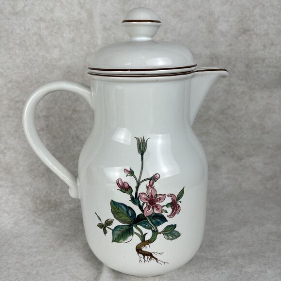 VTG Villeroy & Boch Botanica Tea Pot Pitcher Floral Porcelain 9 1/2” Depuis 1748 - Picture 2 of 10